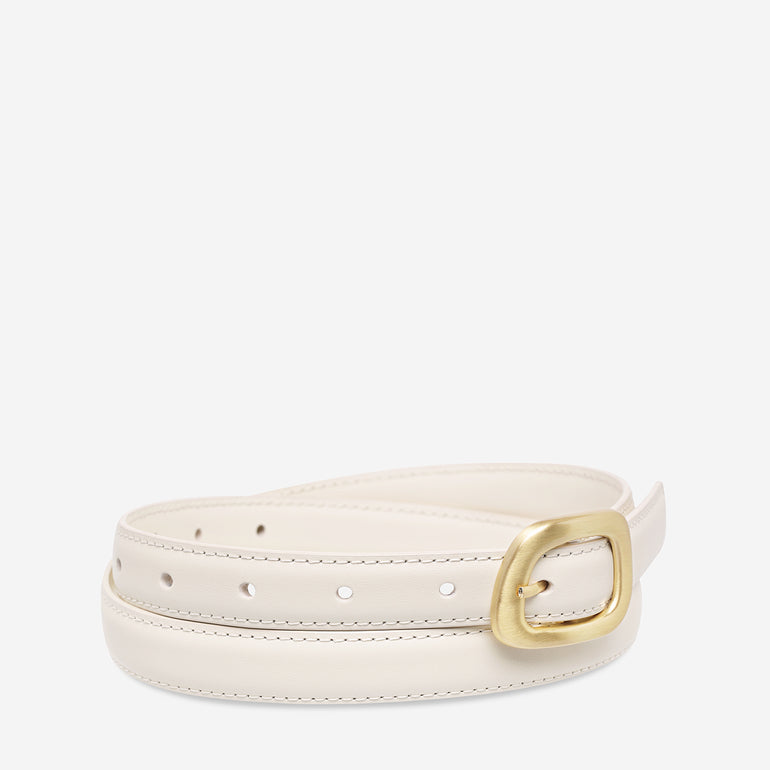 Status Anxiety Where it Leads Women's Leather Belt Ivory/Gold