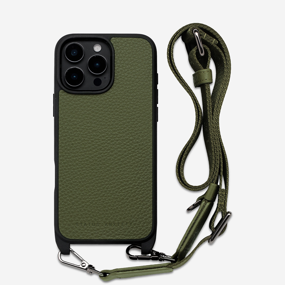 Status Anxiety Enough To Leave Leather iPhone Case Khaki