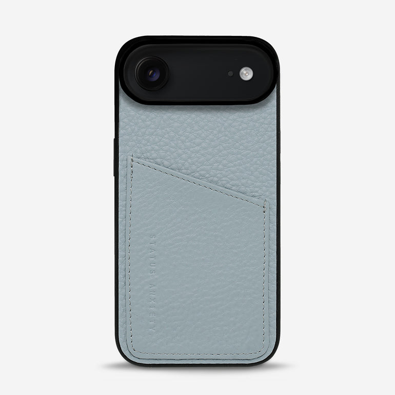 Who's Who Powder Blue Leather Phone Cases | Status Anxiety Who's Who Powder Blue Leather Phone Cases | Status Anxiety
