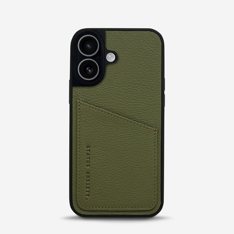 Status Anxiety Who's Who Leather iPhone Cases Khaki