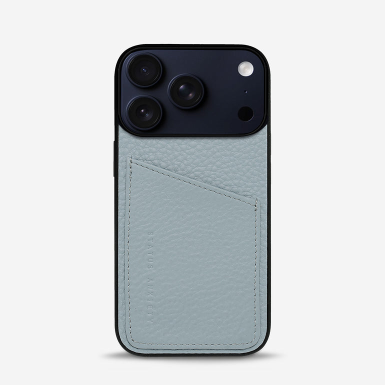 Status Anxiety Who's Who Leather iPhone Cases Powder Blue
