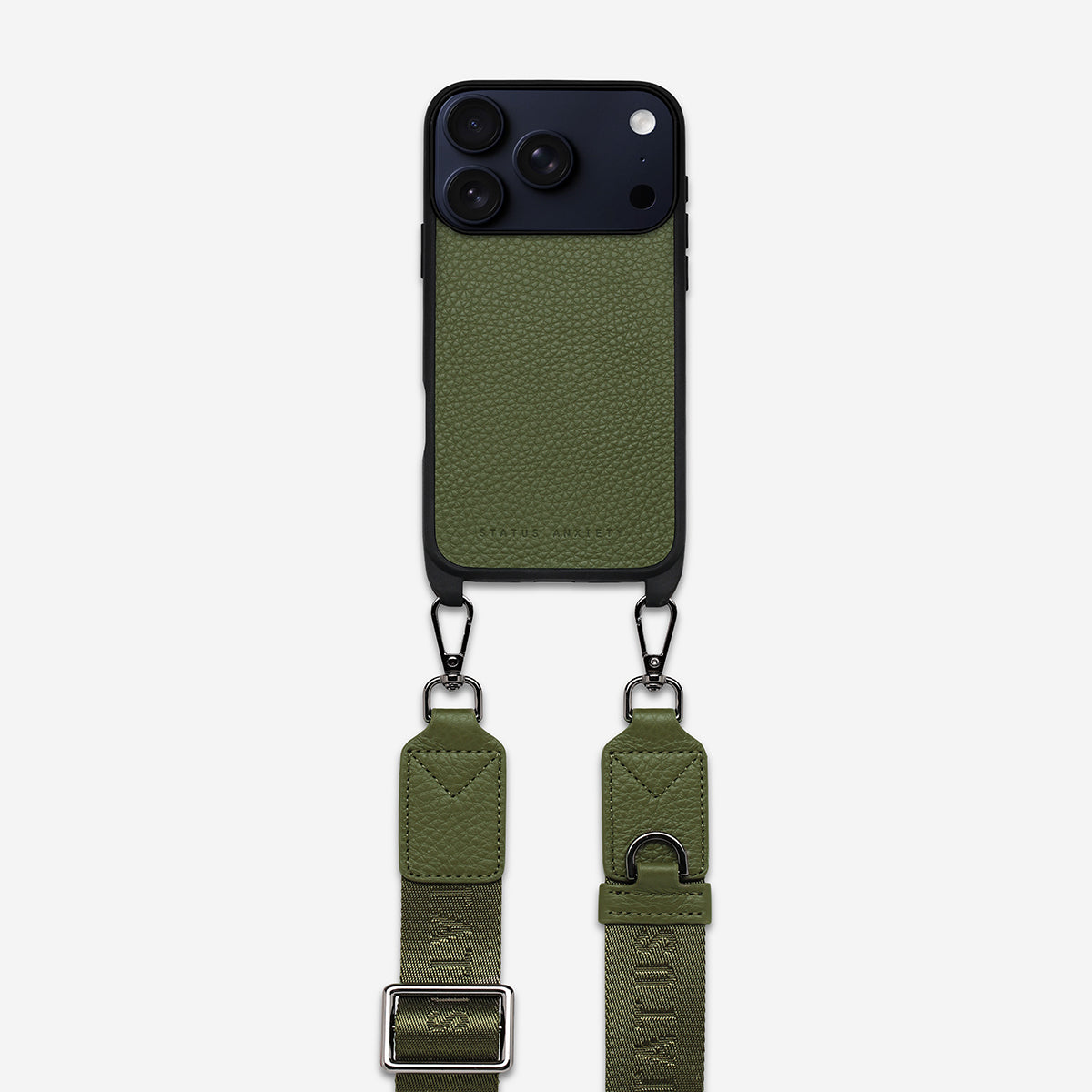 Status Anxiety Enough To Leave Leather iPhone Case Khaki