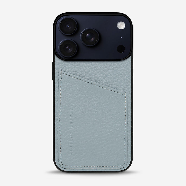 Status Anxiety Who's Who Leather iPhone Cases Powder Blue