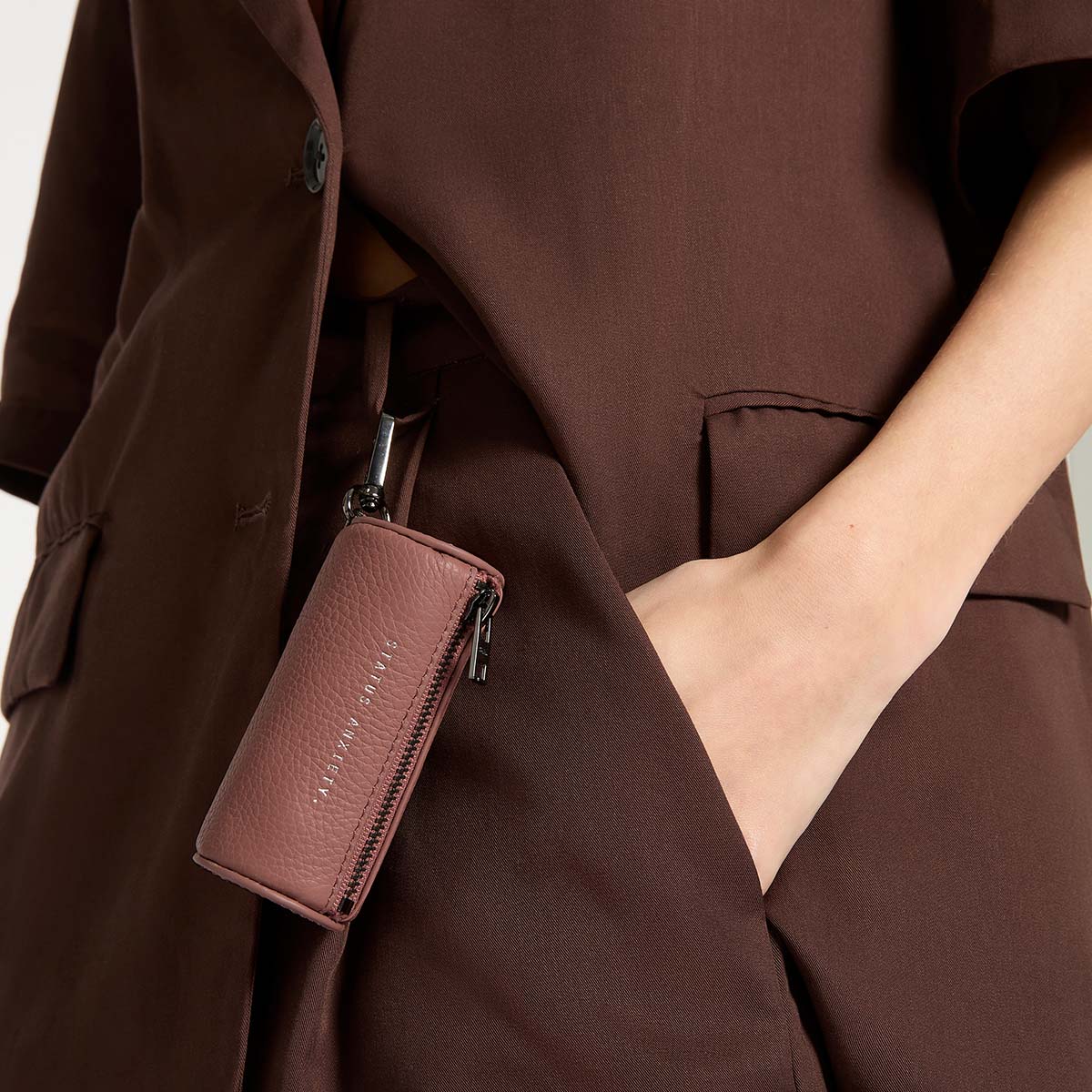 Status Anxiety Escape Women's Leather Pouch Dusty Rose