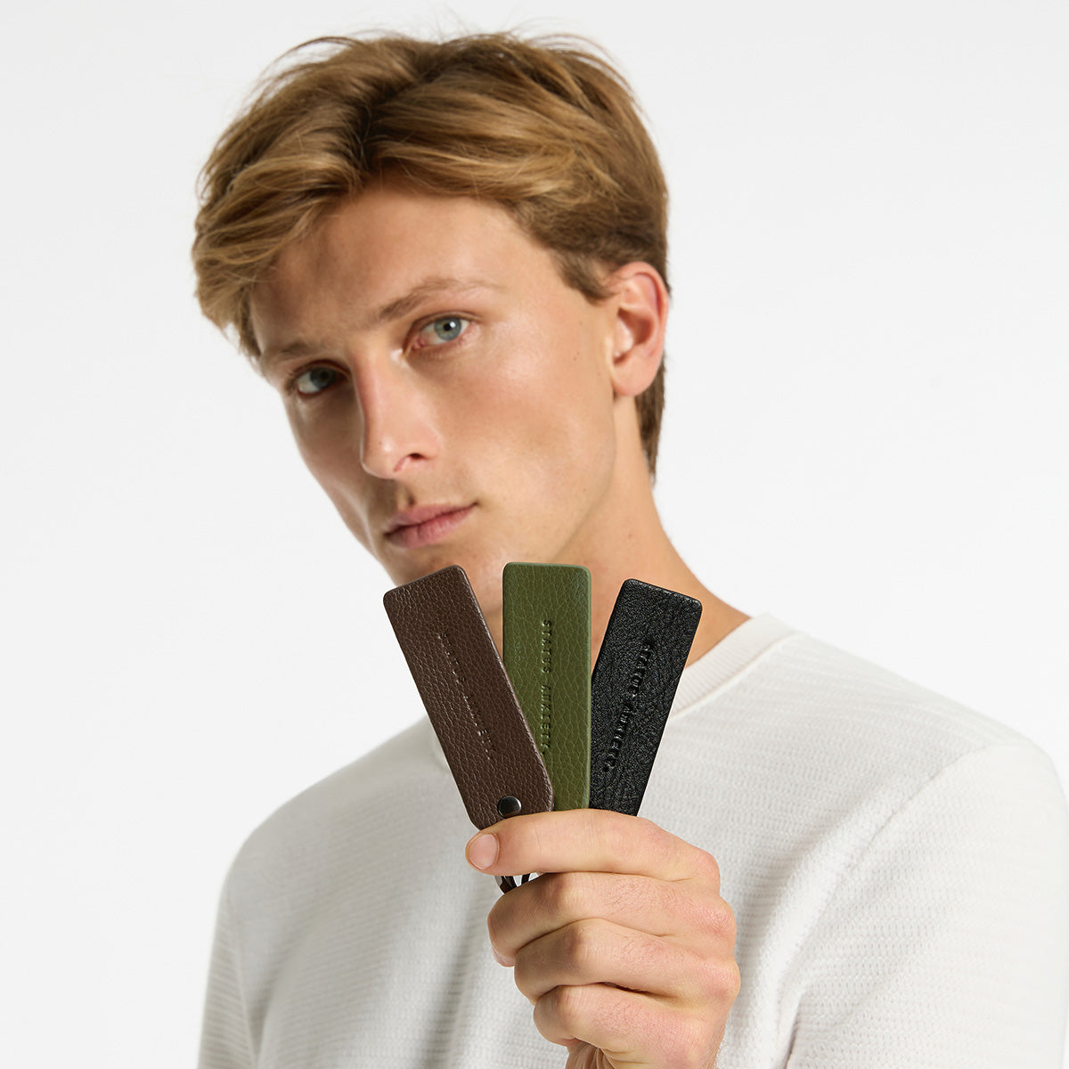 Status Anxiety Make Your Move Leather Keyring Khaki