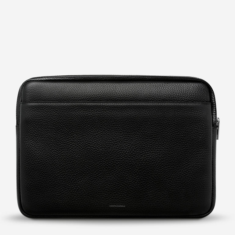 Status Anxiety Before I Leave Leather Laptop Case Black