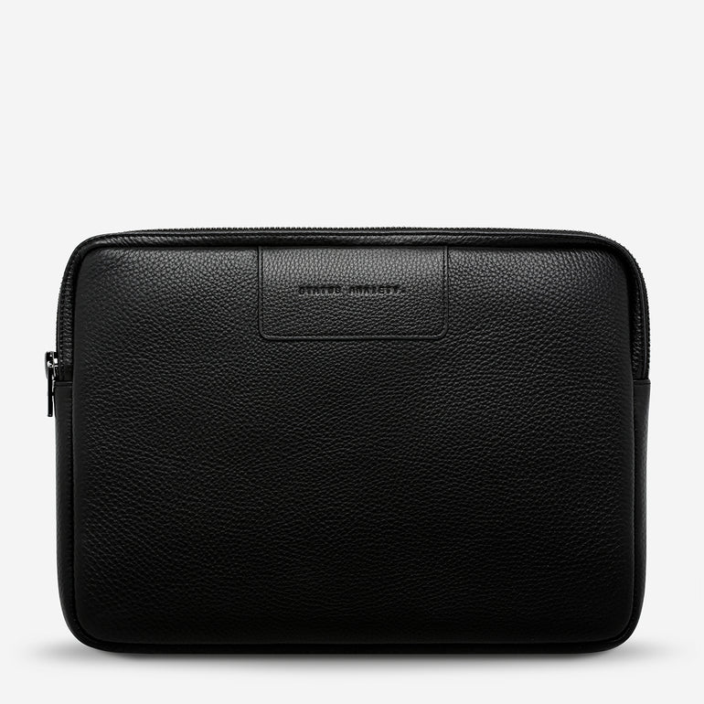 Status Anxiety Before I Leave Leather Laptop Case Black