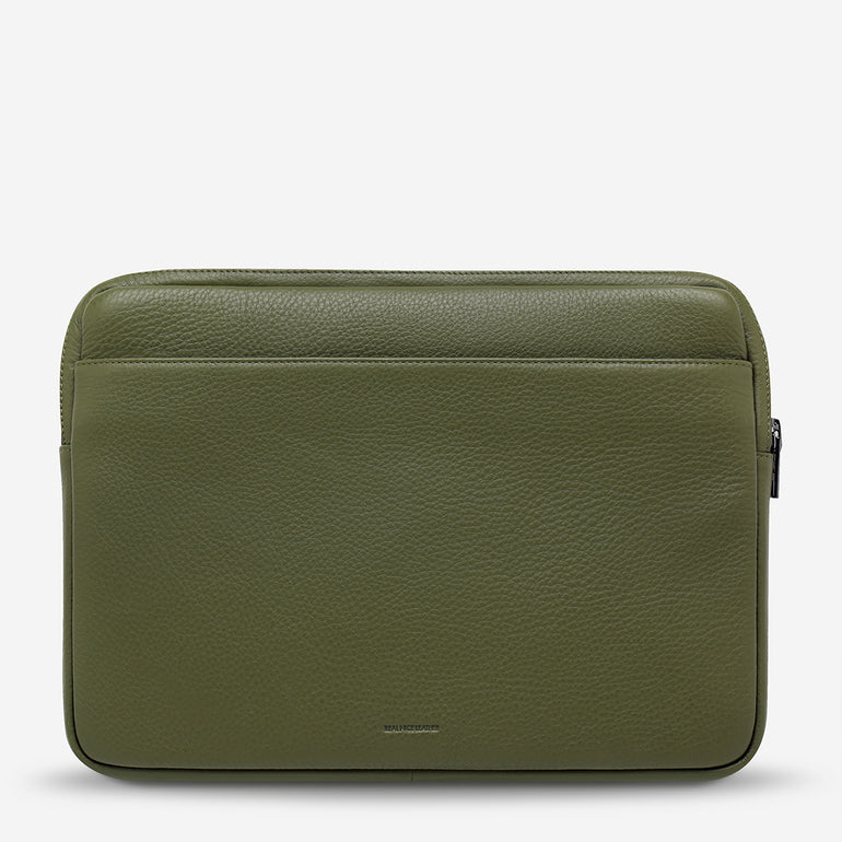 Status Anxiety Before I Leave Leather Laptop Case Khaki