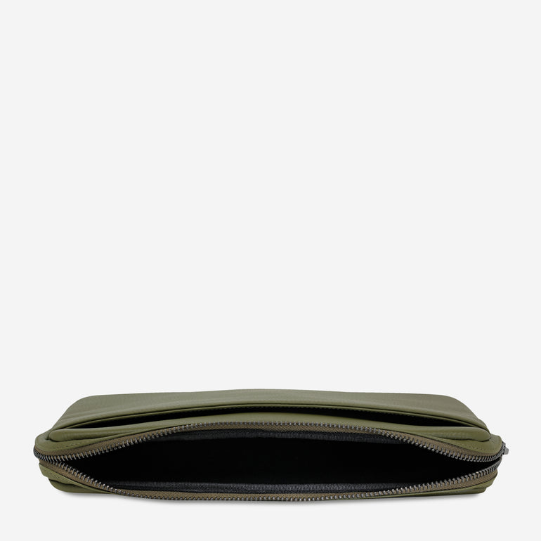 Status Anxiety Before I Leave Leather Laptop Case Khaki
