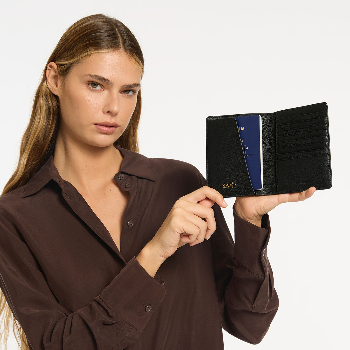 Status Anxiety In Transit Black Leather Passport Wallet For Men