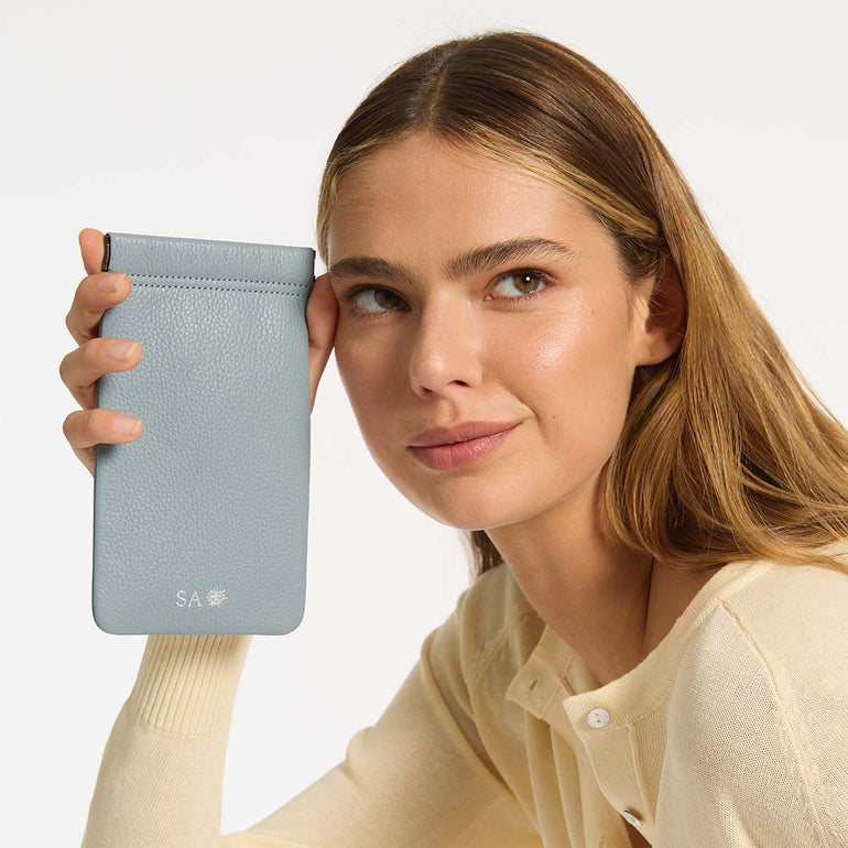 Status Anxiety Keepsake Leather Glasses Pouch Powder Blue