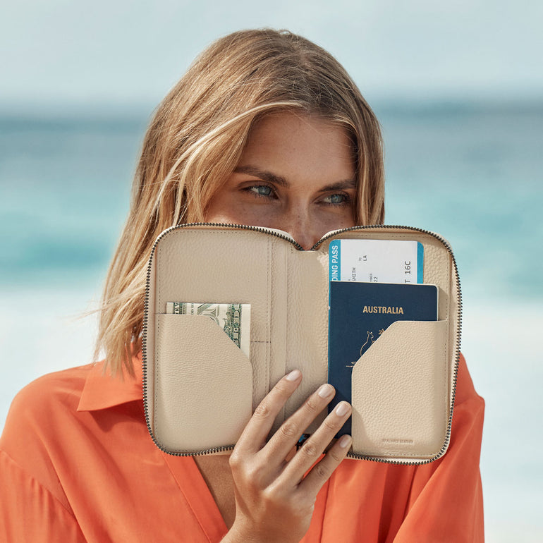 Status Anxiety Nowhere To Be Found Leather Travel Wallet Oat