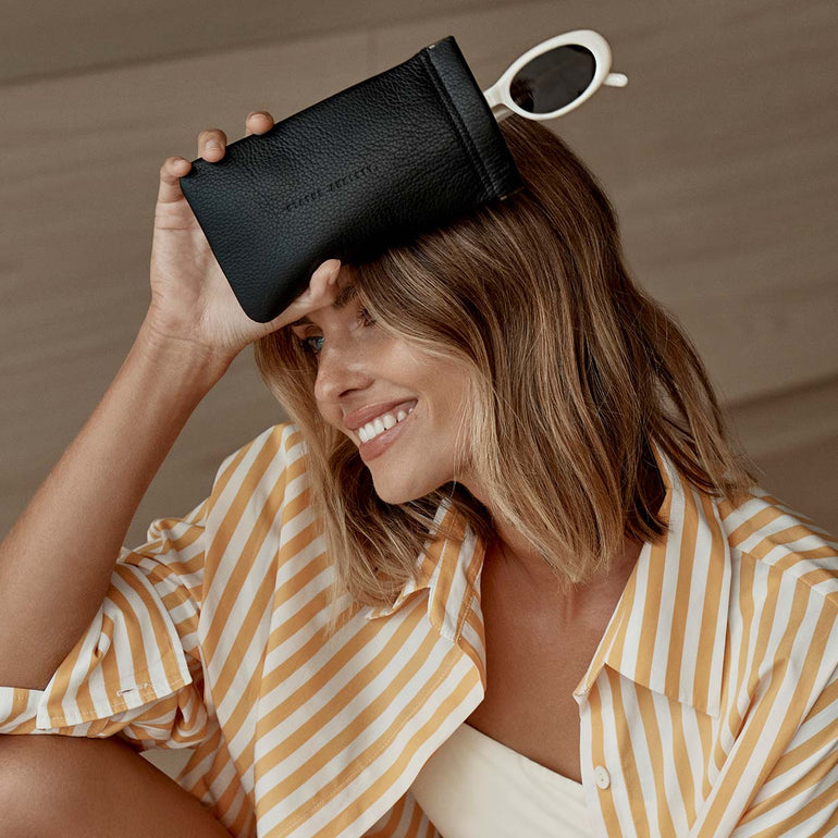 Status Anxiety Keepsake Leather Glasses Pouch Black