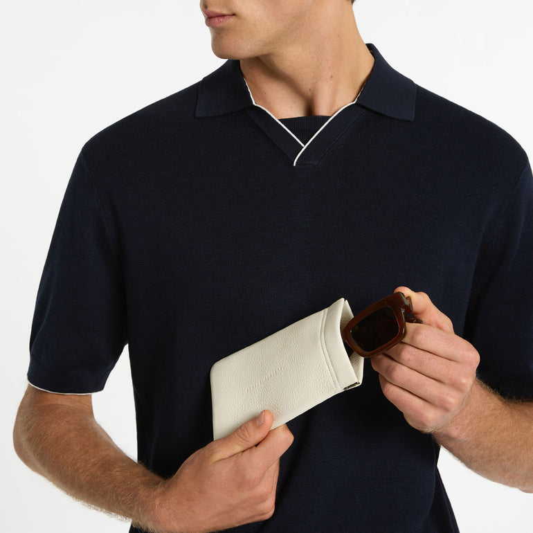 Status Anxiety Keepsake Leather Glasses Pouch Chalk