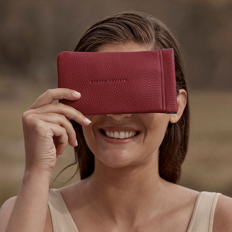 Status Anxiety Keepsake Leather Glasses Pouch Rouge