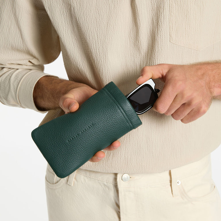 Status Anxiety Keepsake Leather Glasses Pouch Teal