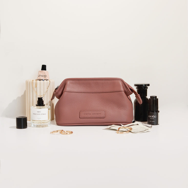 Status Anxiety Thinking of a Place Leather Toiletry Bag Dusty Rose