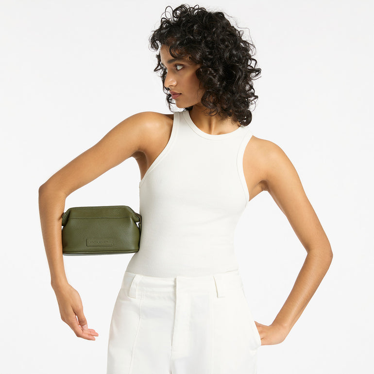 Status Anxiety Thinking of a Place Leather Toiletry Bag Khaki