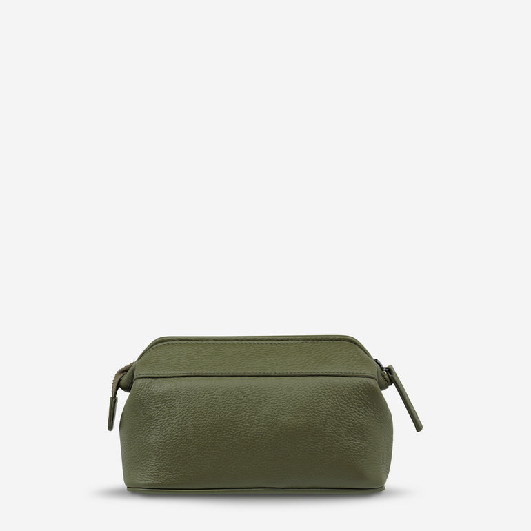 Status Anxiety Thinking of a Place Leather Toiletry Bag Khaki