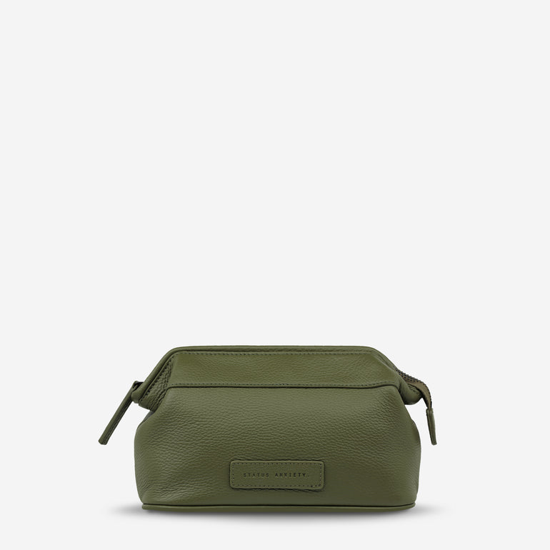 Status Anxiety Thinking of a Place Leather Toiletry Bag Khaki