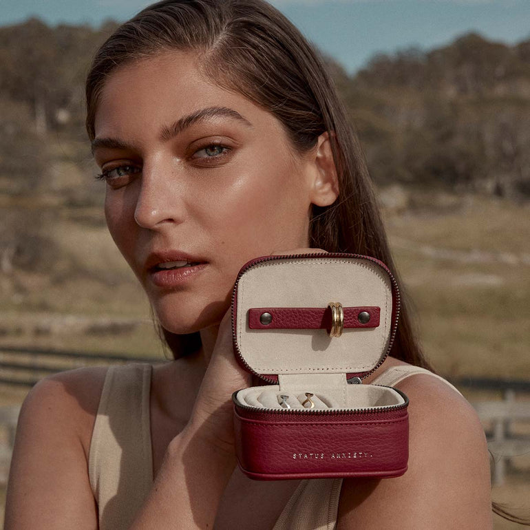 Status Anxiety Heartbreaker Leather Jewellery Case Rouge