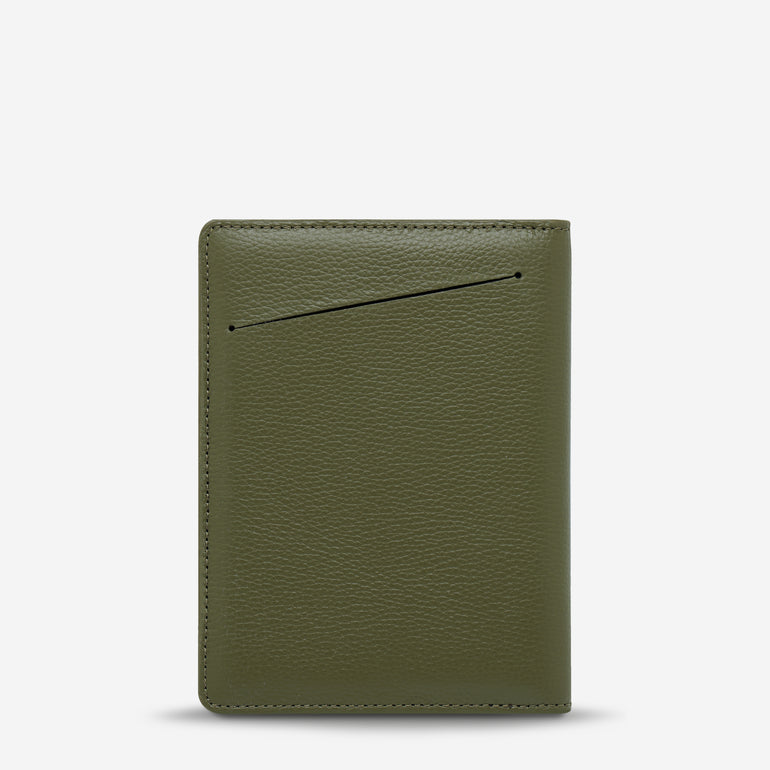 Status Anxiety In Transit Leather Passport Wallet Khaki