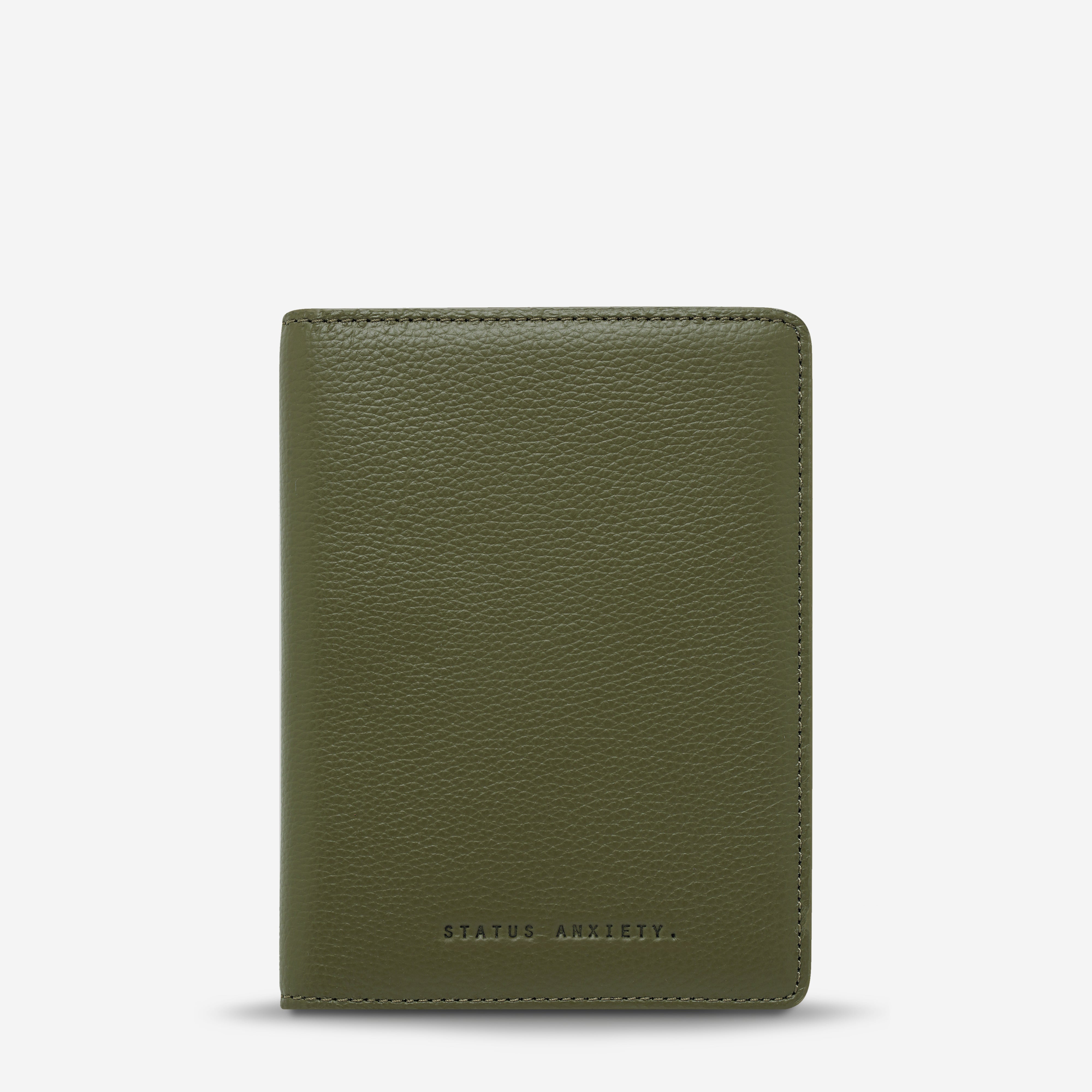 Status Anxiety In Transit Leather Passport Wallet Khaki