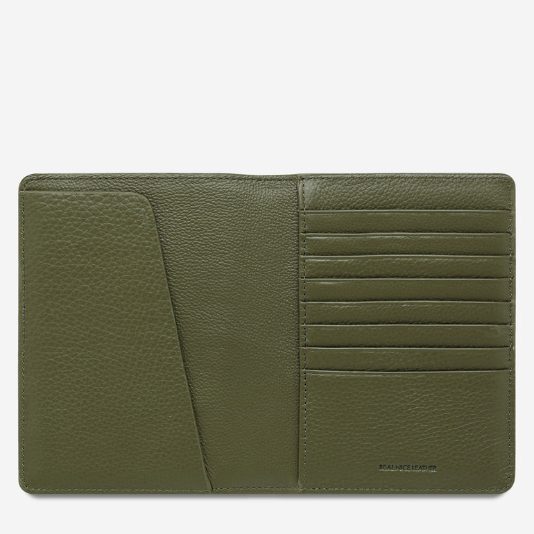 Status Anxiety In Transit Leather Passport Wallet Khaki