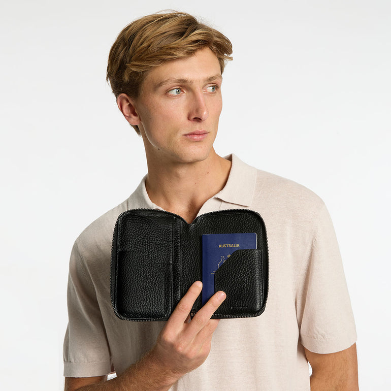 Status Anxiety Nowhere To Be Found Leather Travel Wallet Black