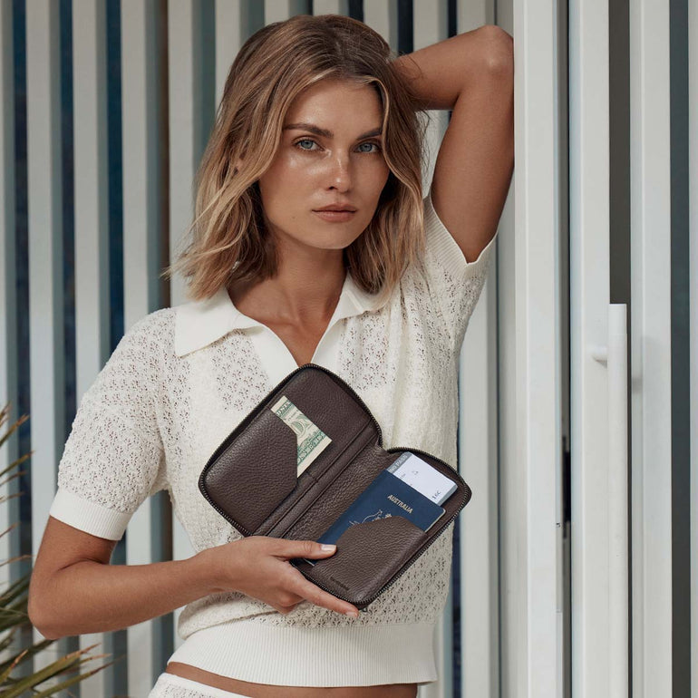 Status Anxiety Nowhere To Be Found Leather Travel Wallet Cocoa