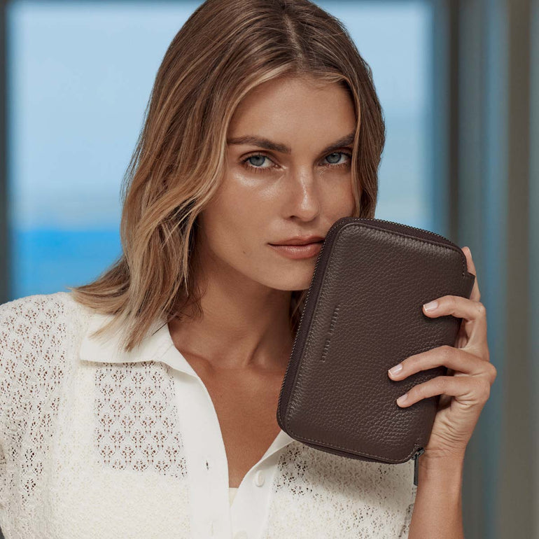 Status Anxiety Nowhere To Be Found Leather Travel Wallet Cocoa