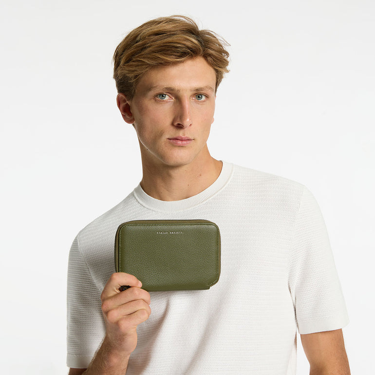 Status Anxiety Nowhere To Be Found Leather Travel Wallet Khaki