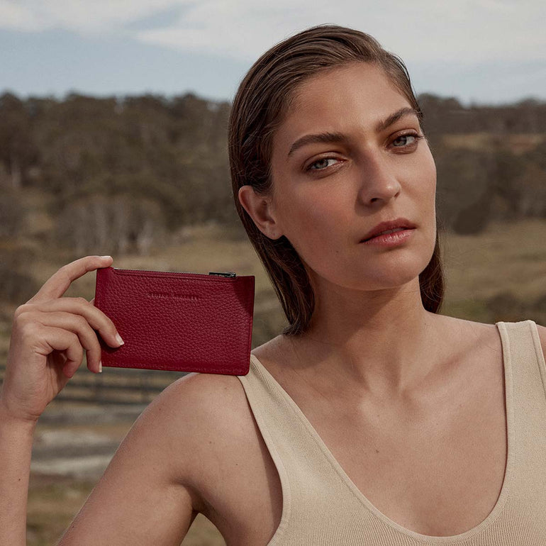 Status Anxiety Avoiding Things Women's Leather Wallet Rouge