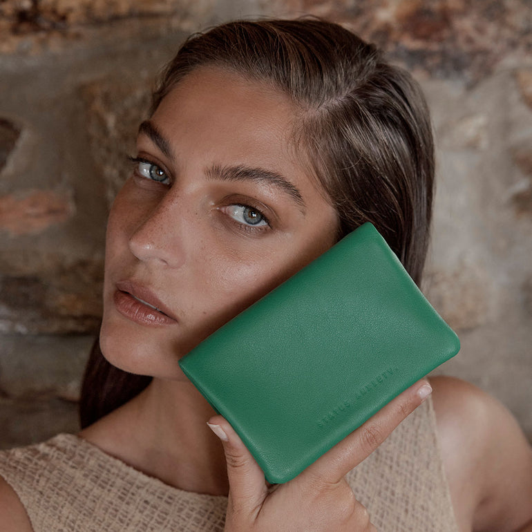 Status Anxiety Is Now Better Women's Leather Wallet Emerald Nappa