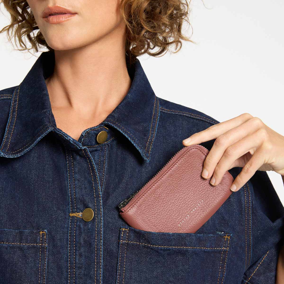 Status Anxiety Left Behind Women's Leather Pouch Dusty Rose