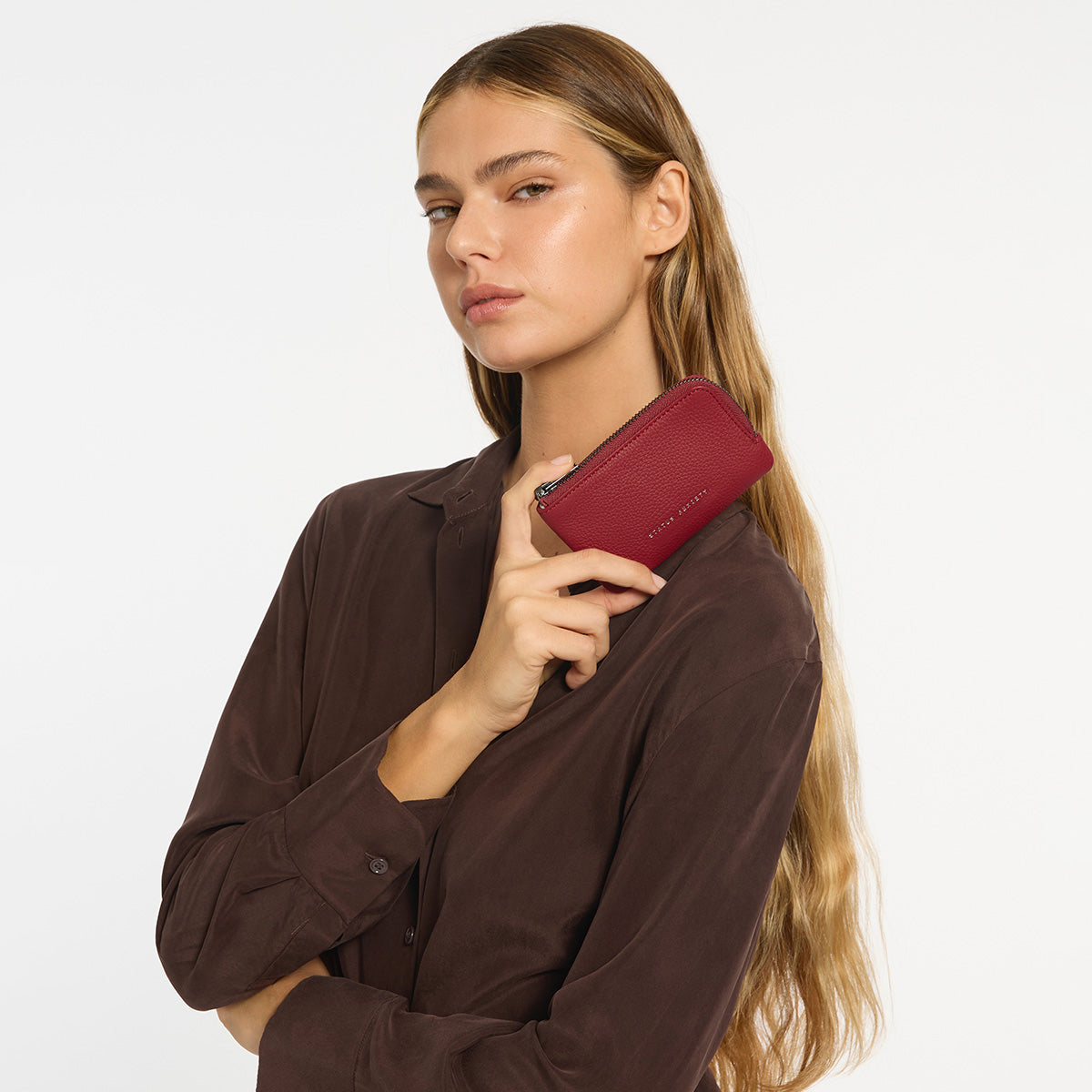 Status Anxiety Left Behind Women's Leather Pouch Rouge
