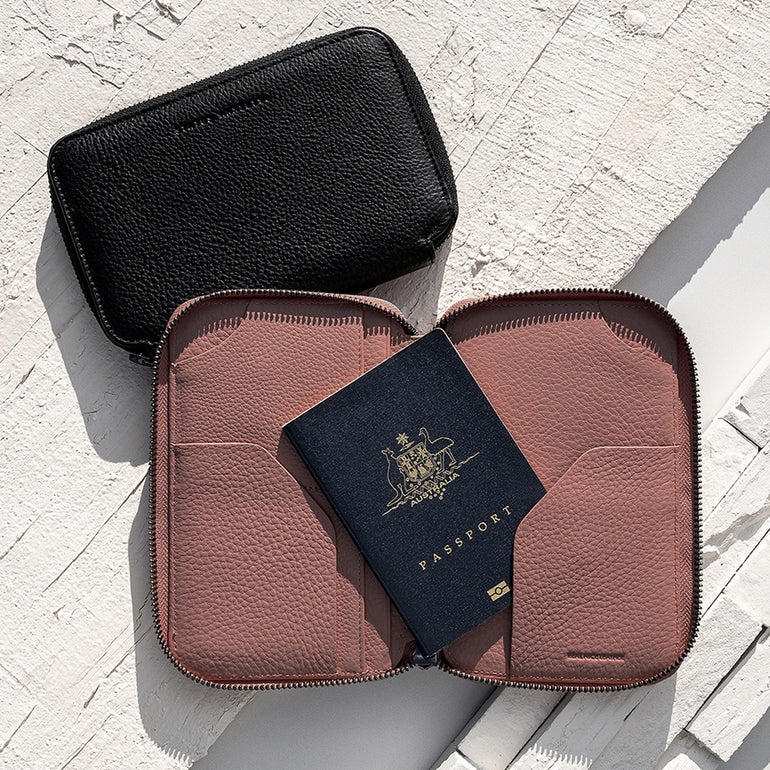 Status Anxiety Nowhere To Be Found Leather Travel Wallet Dusty Rose