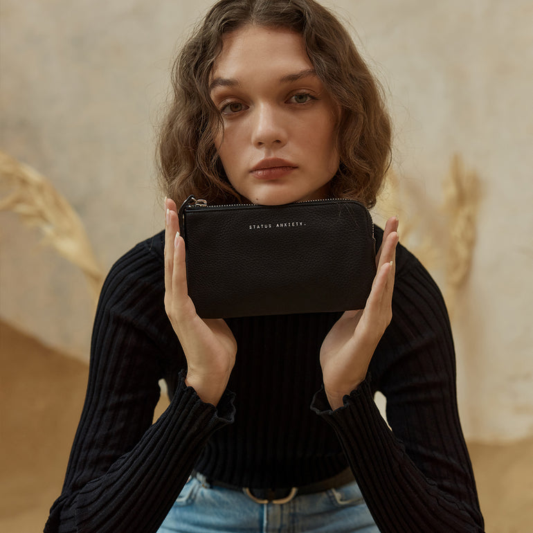 Status Anxiety Smoke and Mirrors Women's Leather Pouch Wallet Black