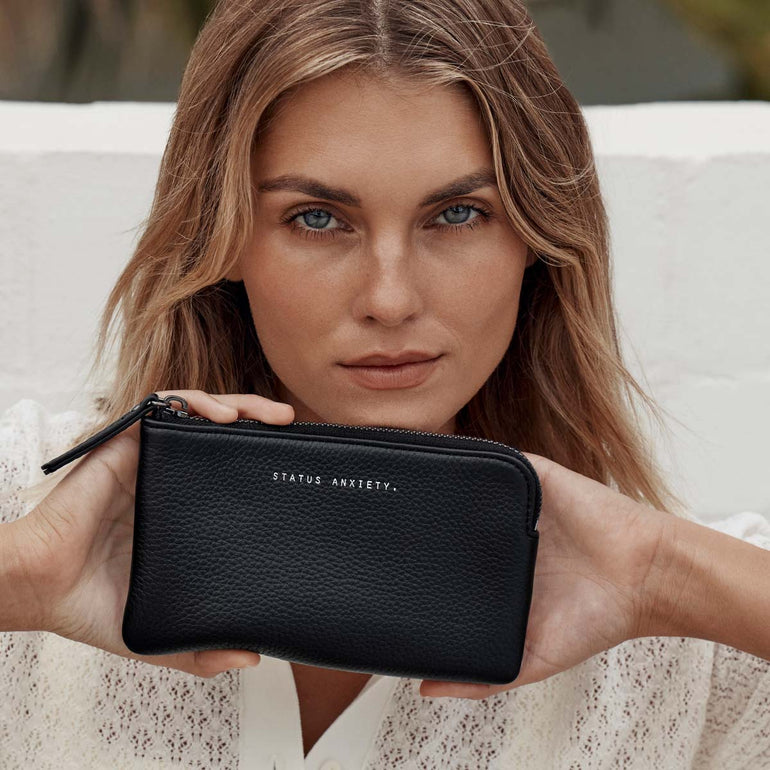Status Anxiety Smoke and Mirrors Women's Leather Pouch Wallet Black