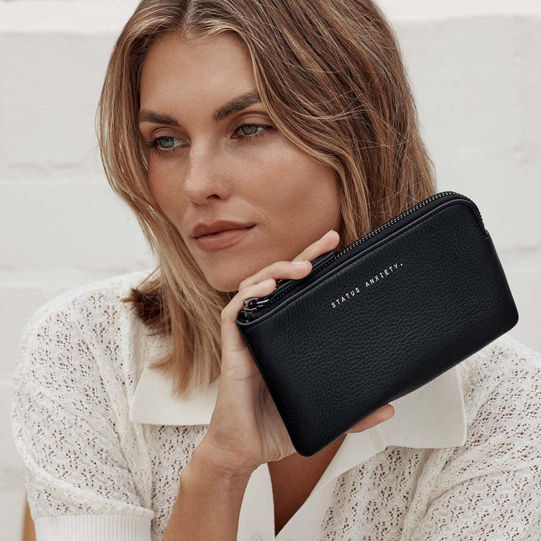 Status Anxiety Smoke and Mirrors Women's Leather Pouch Wallet Black
