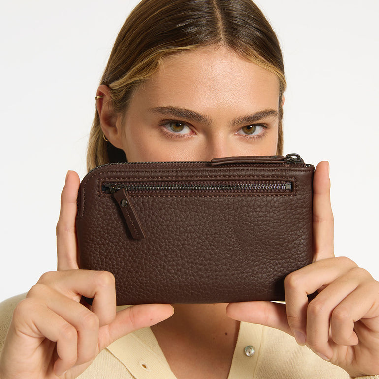 Status Anxiety Smoke and Mirrors Women's Leather Pouch Wallet Cocoa