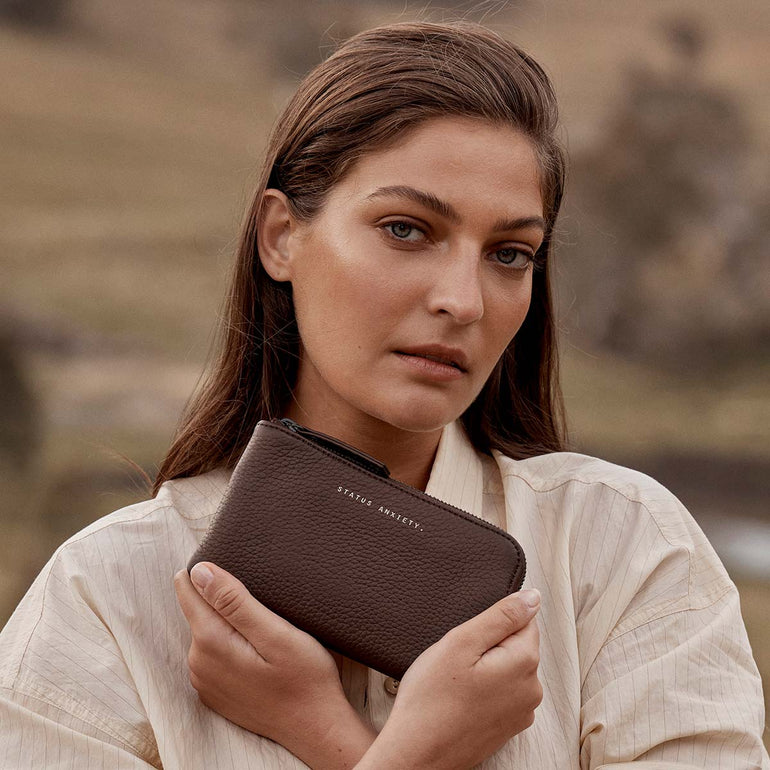 Status Anxiety Smoke and Mirrors Women's Leather Pouch Wallet Cocoa