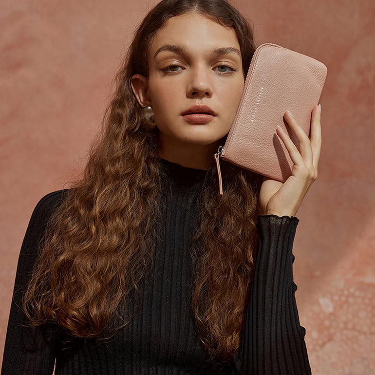 Status Anxiety Smoke and Mirrors Women's Leather Pouch Wallet Dusty Pink