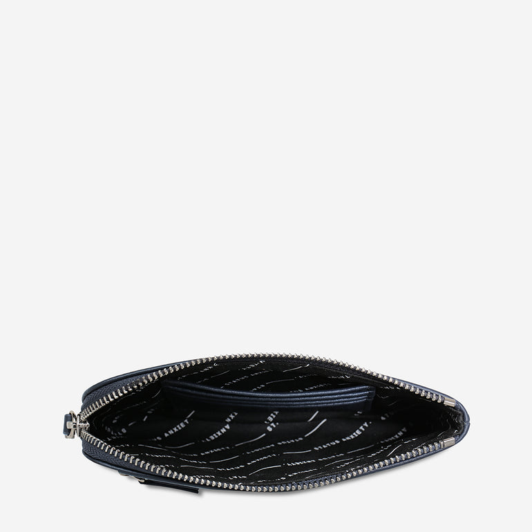 Status Anxiety Smoke and Mirrors Women's Leather Pouch Wallet Midnight Blue