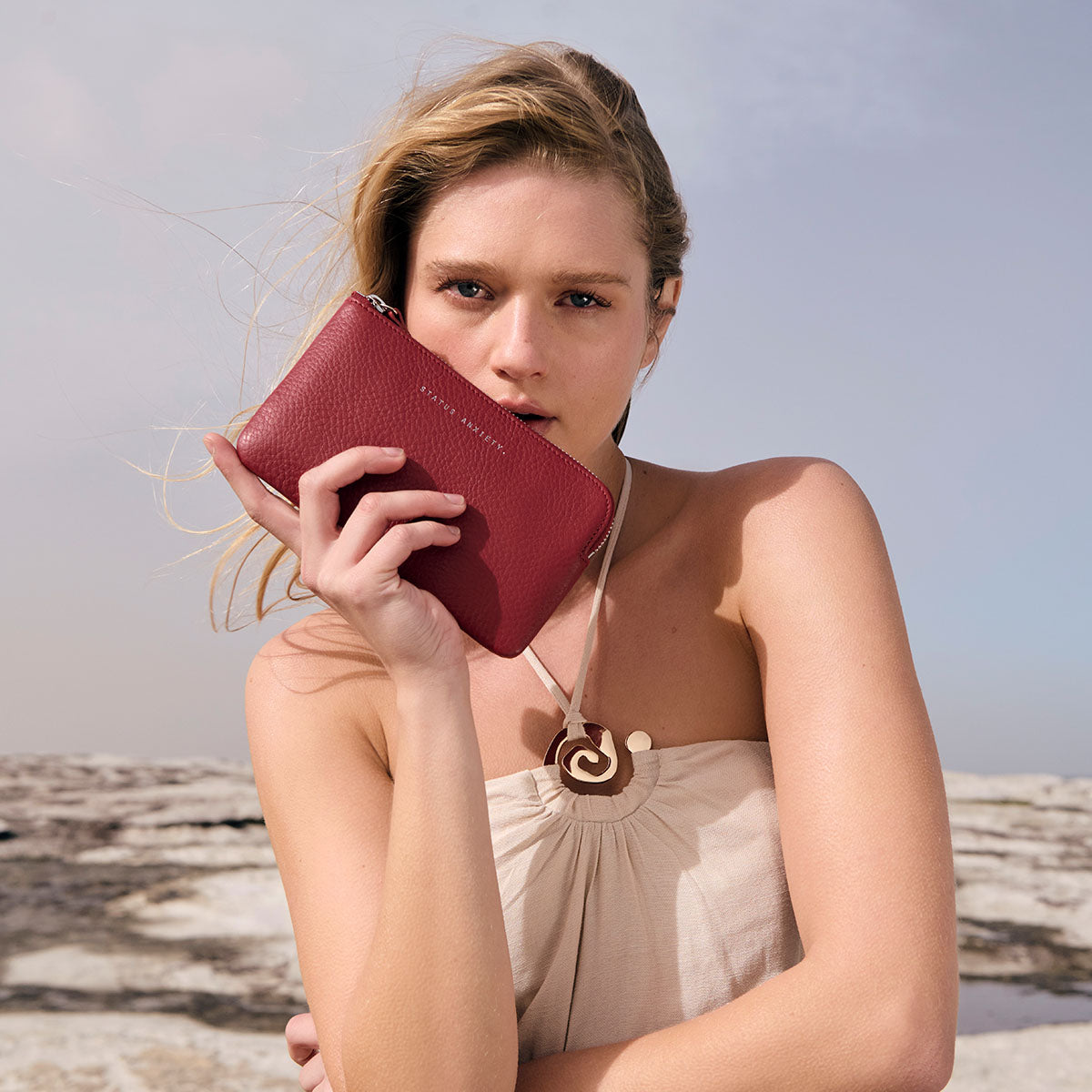 Status Anxiety Smoke and Mirrors Women's Leather Pouch Wallet Rouge