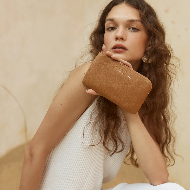 Status Anxiety Smoke and Mirrors Women's Leather Pouch Wallet Tan