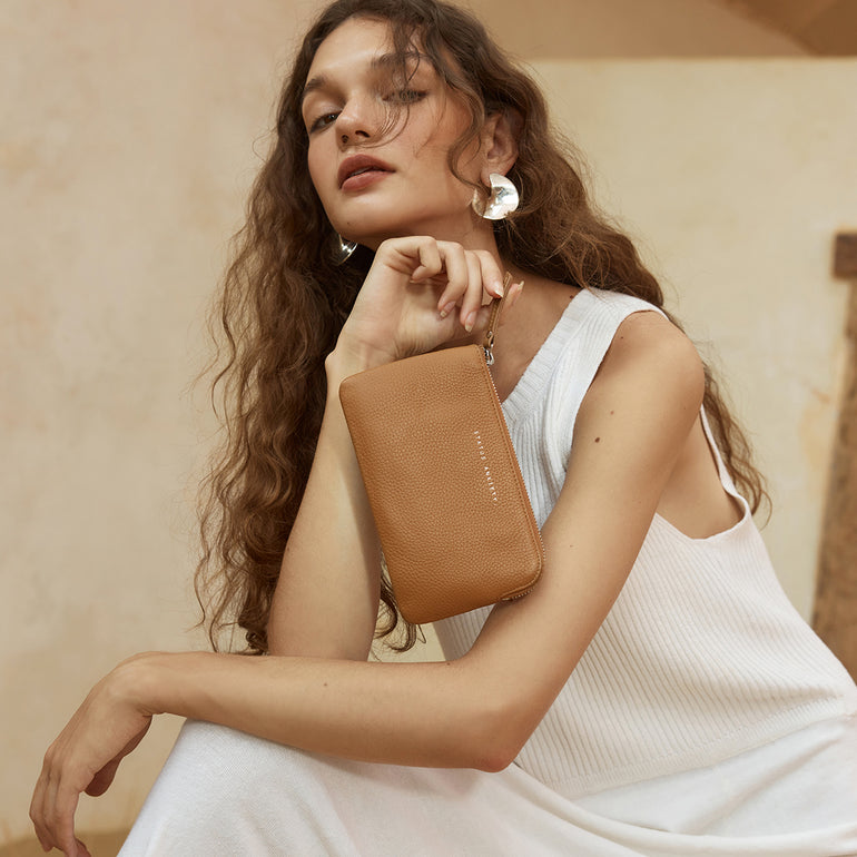 Status Anxiety Smoke and Mirrors Women's Leather Pouch Wallet Tan