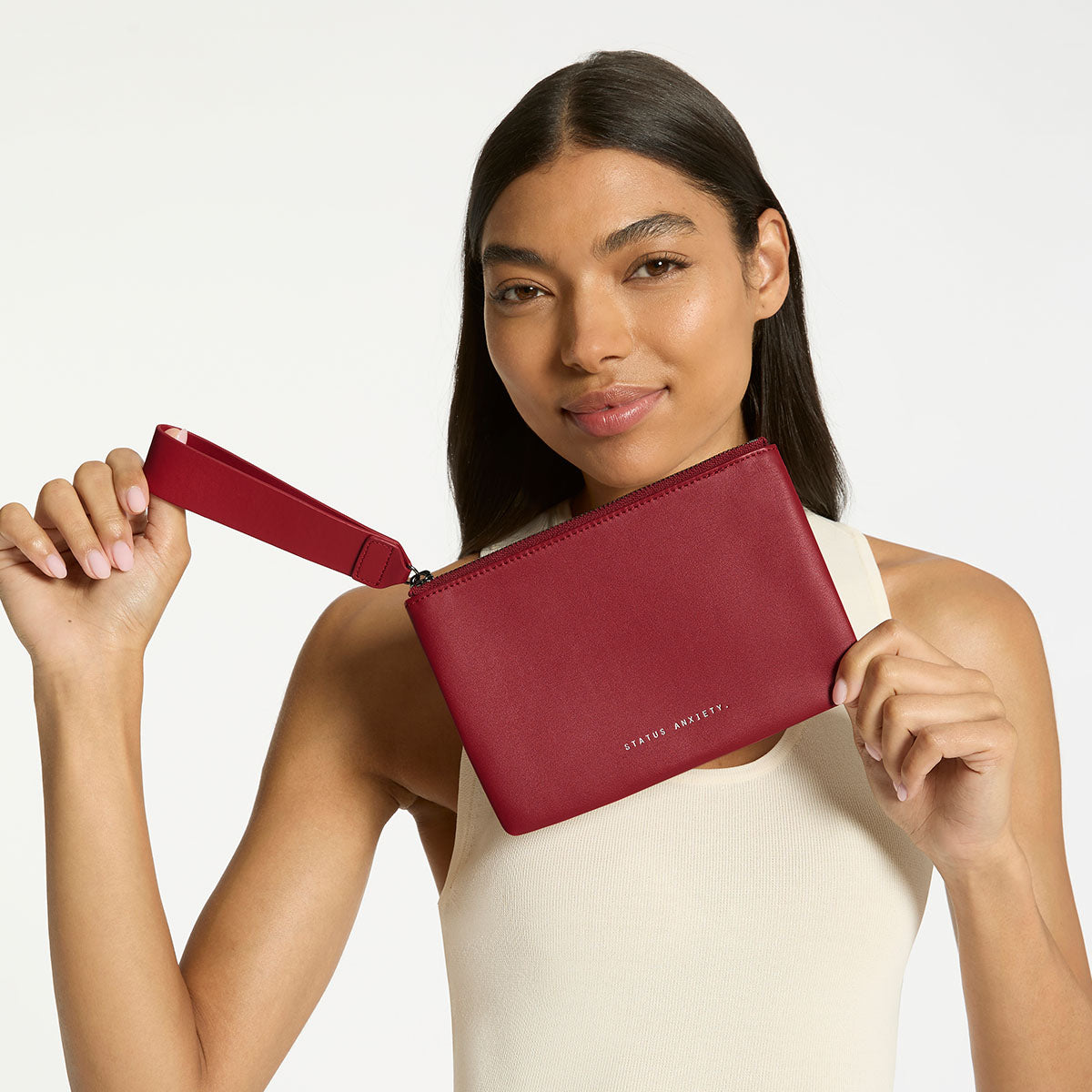Status Anxiety Take Your Chances Women's Leather Pouch Rouge Nappa