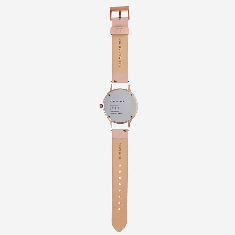 Status Anxiety Inertia Leather Watch Strap (Only) Blush Strap/Brushed Copper Buckle