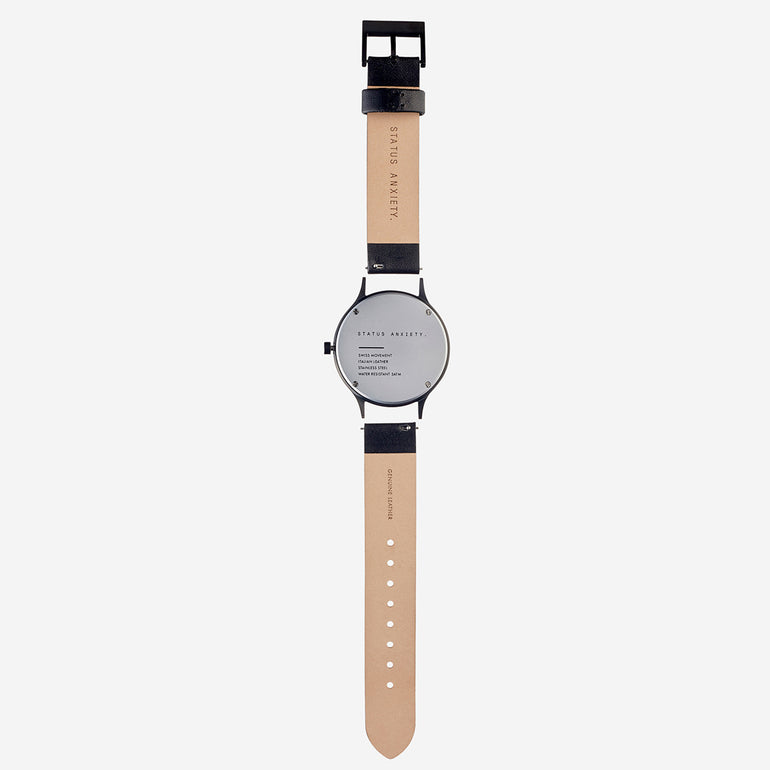 Status Anxiety Inertia Leather Watch Black Face / Black Strap
